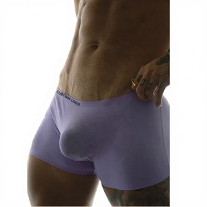 Calzoncillos bóxer sin costuras para hombre con logotipo personalizado, color turquesa, de cintura media, tejidos en algodón y spandex, de color sólido. - Product Image 3