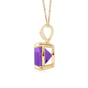 Colgante Solitario de Amatista con Corte Cojín para Mujer, Engaste de Garra, Estilo Vintage, Joyería para Fiesta, Oro 10K 14K 18K, Plata 925 935 - Product Image 4