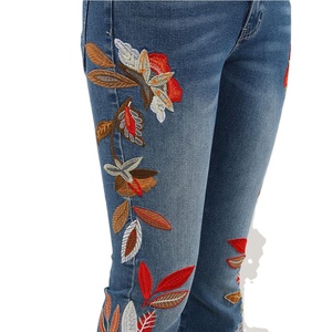 Fabriqué en usine sur mesure de qualité supérieure femmes décontracté taille haute pantalon évasé extensible confortable botte coupe jambe large cloche bas jean - Product Image 4