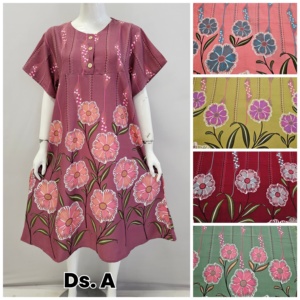 Camisón de Rayón con Estampado Floral para Mujer, Manga Corta, Cuello Redondo, Largo hasta la Rodilla, Corte Regular Informal, Cintura Elástica Transpirable, Estampado Digital - Product Image 6