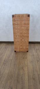 Handmade Wooden Bench With Woven Leather <b>Seat</b> Minimalist Modern <b>Stool</b> For Living Room Home Furniture - Product Image 3