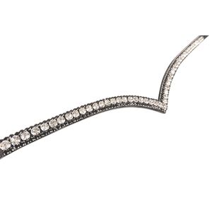 Diadema para caballo de cuero negro de lujo con logotipo personalizado en forma de V, cristales transparentes blancos y pedrería, estilo Mega Bling, en tamaño full cob. - Product Image 5