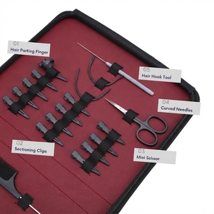 Kit d'outils professionnels pour extensions de cheveux à micro-anneaux, pince à sertir les perles, outil de suppression, outil de pressage pour extensions à bandes, coupe-adhésif, crochet et boucle - Product Image 5