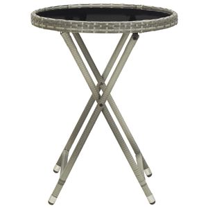 Table à thé en poly rotin et verre trempé gris de 23.6 pouces Meubles de patio durables - Product Image 2