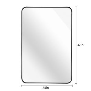 Grand miroir de salle de bain rectangulaire noir avec cadre en métal, 24x32 pouces, à fixer au mur - Product Image 3