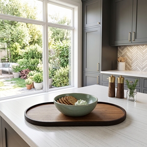 Ensemble d'ustensiles de cuisine en bois de teck massif de qualité alimentaire, assiette ovale, plat en bois artisanal, vaisselle de préparation culinaire artisanale balinaise, service de table - Product Image 2