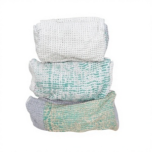 Beautiful Vintage Kantha Floral Printed Quilted Zipper Closure 3-Piece Women's Travel for <b>Pouch</b> Set Cosmetic Bags - Product Image 1