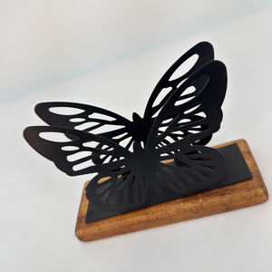 Elegante Porta Servilletas Metálico Negro Mate con Base de Madera Rústica, Dispensador de Servilletas para Decoración del Hogar - Product Image 4