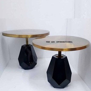 Eye Catching Look Leaves And Flowers Designer Metal Base Stand With Round <b>Mirror</b> Top Luxury Coffee <b>Tables</b> From India - Product Image 6