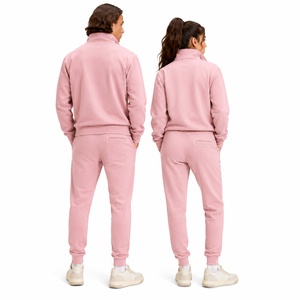 Chaqueta Deportiva Rosa Premium Unisex de Dos Piezas con Capucha y Cremallera Completa, Conjunto Deportivo, Logotipo Personalizado, Fabricante OEM, MOQ Bajo - Product Image 3