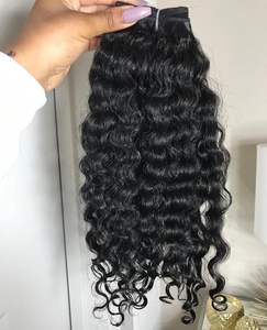 Indian Temple Raw Remy Cheveux Bundles Double Dessiné Qualité Extensions de Cheveux Humains Non Transformés avec Texture Lisse Vague Profonde - Product Image 4