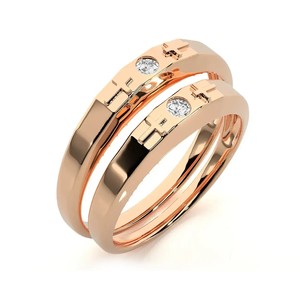 925 Sterling Silver Rose Gold Plated Cross <b>Couple</b> <b>Wedding</b> <b>Rings</b> with Cubic Zirconia Christian Style - Product Image 2