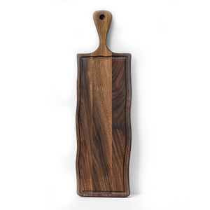 Planche à découper et de service en bois de noyer vintage avec poignée Plateau de service en bois Planche en bois réversible avec rainure à jus - Product Image 6