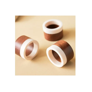 Elegant 2 Piece Wood & Blue <b>Epoxy</b> Resin Napkin Ring Holder For Luxury Home Lunch & Dinner Top <b>Table</b> Organizer Accessories - Product Image 5