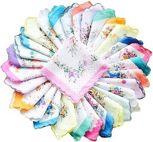 ผ้าเช็ดหน้าผู้หญิงผ้าฝ้ายแท้ 100% หลากสี ขนาด 25x25 ซม. ลายดอกไม้ สำหรับเป็นของขวัญงานแต่งงาน โรงแรม - Product Image 1