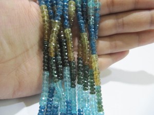 Cuentas facetadas de apatita natural multicolor en forma de rondelle de 4-6 mm, hebra de 14 pulgadas de largo - Product Image 3