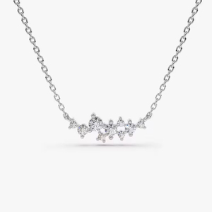 Collier pendentif en or jaune pur 14K 18K avec diamants de laboratoire certifiés, collier à maillons en diamants ronds, fabrication OEM - Product Image 1