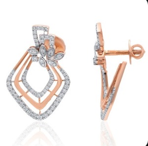 Pendientes de Diamantes Naturales de Corte Brillante Redondo, Oro de 14 Quilates, Elegantes para Bodas, Fiestas, Compromisos, Regalo de Joyería para Mujer, 1.760 GM - Product Image 4