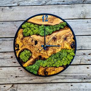 Nature's <b>Heart</b> Wood And Moss <b>Clock</b> Forest Whisper Handmade Wall Green Haven Wood Slice <b>Clock</b> Mossy Timber Artisan Wall <b>Clock</b> - Product Image 5