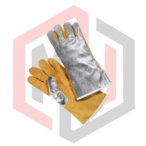 <b>Heat</b> Resistant Anti-static Silicone-Free Gloves Split Leather Aluminized <b>Back</b> Anti-Slip Tear-Resistant Breathable Gloves - Product Image 2