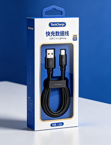 Caja de Embalaje Personalizada para Cable de Datos USB de Carga Rápida, Caja de Regalo Rígida con Blíster Colgante, Impresión de Logotipo Personalizada - Product Image 1