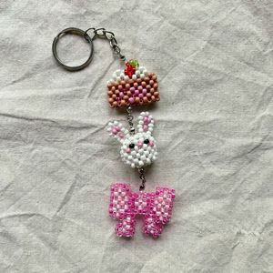 Handmade Embroidery Beaded Keychain with Colorful <b>Crystal</b> Beads Elegant Purse Charm and Decorative <b>Key</b> <b>Ring</b> - Product Image 5