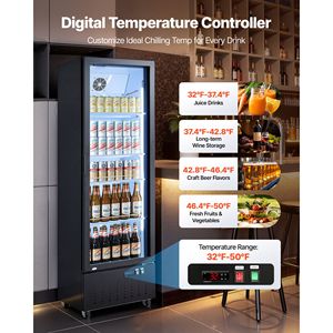 Refrigerador Comercial con Puerta de Vidrio, Enfriador de Bebidas de 12.7 Pies Cúbicos, Refrigerador Vertical de Exhibición - Product Image 4