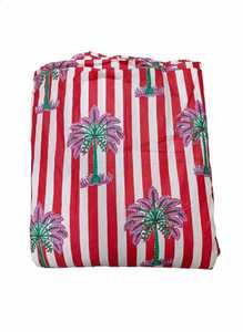 Bata tipo kimono con estampado de palmeras a rayas rojas y blancas para mujer, manga tres cuartos, longitud completa, suave, informal, cierre con cordón para verano - Product Image 4