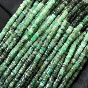 Natural Shaded Emerald Heishi <b>Beads</b> 4MM Emerald Flat Tyre Shape <b>Beads</b> Heishi Disc Shape Emerald Gemstone Emerald <b>Beads</b> Jewelry - Product Image 1
