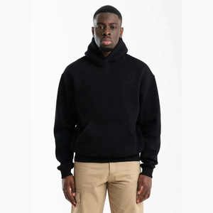 Sudadera con Capucha Oversize para Hombre, Color Rosa Sólido, Algodón French Terry, Estilo Casual para Otoño, con Bolsillo, Corte Regular, Venta al Por Mayor - Product Image 1