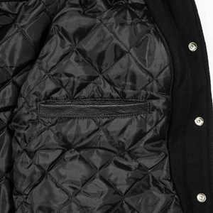 Veste varsity en toile noire pour homme, col rond, streetwear d'hiver, vêtements décontractés - Product Image 6
