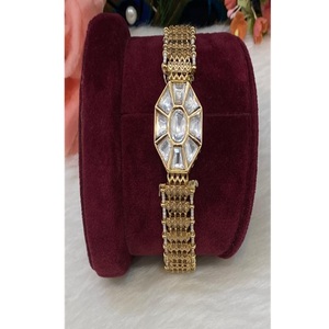 <b>Charming</b> Premium Quality Gold Plated Real Kundan Openable Bracelet with Stones Look for Girls Trendy Bracelet For Party Wear For - Product Image 2