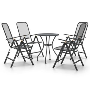 Ensemble de salle à manger de jardin compact et pliable en métal expansé anthracite – Mobilier d'extérieur élégant - Product Image 2