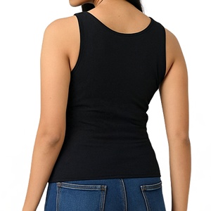 Original Wholesales Black regular tank top Solid Scoop neck sleeveless no sleeves sleeves Knitted cotton Sleeveless ladies top - Product Image 4