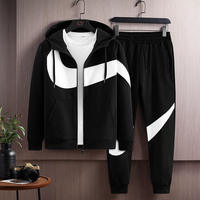 Conjunto de Chándal de Dos Piezas para Hombre, Económico, Invernal, Vintage, con Capucha, Estampado, Transpirable, Ecológico, Resistente al Viento, de Forro Polar Grueso