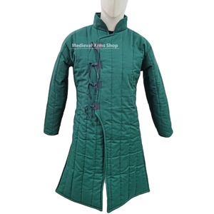 Handmade Medieval Green Gambeson Full Sleeve Cotton Padded Armor Coat for Reenactment Halloween Christmas Easter Party <b>Costume</b> - Product Image 1