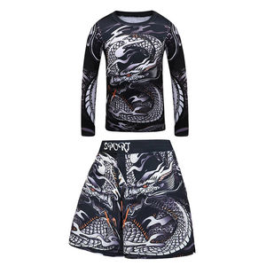 เสื้อรัดกล้ามเนื้อแบบยูนิเซ็กซ์สำหรับบราซิลเลียนยิวยิตสู ผลิตจากผ้าสแปนเด็กซ์และโพลีเอสเตอร์ พร้อมลายพิมพ์แบบซับลิเมชั่น เหมาะสำหรับยิวยิตสู MMA คิกบ็อกซิ่ง มวยไทย - Product Image 4