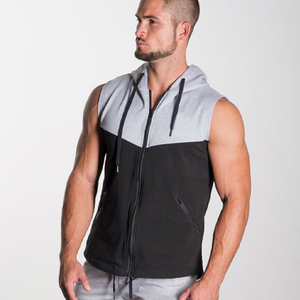 Haut de sport à capuche sans manches pour homme avec logo personnalisé, en coton, séchage rapide, respirant, pour la gym et le fitness, taille personnalisée, vêtement de sport athlétique à capuche - Product Image 4