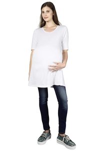 Vestido Camiseta Holgado de Algodón Blanco para Mujer, Cuello Redondo, Estilo Casual, Manga Corta, Color Sólido, Tejido Jersey Transpirable - Product Image 3