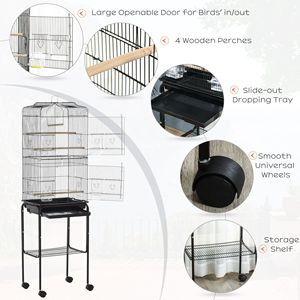Grande Gabbia per Allevamento in Metallo con Supporto su Ruote, Cesto Portaoggetti e Accessori (XL) - Product Image 5