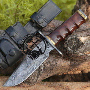 Nouvelle édition – Couteau de chasse et de survie Bowie ambidextre en acier Damas 1095 à haute teneur en carbone et alliage 15N20, lame fixe de 6 pouces, manche en bois de rose - Product Image 2