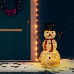 Figurine de bonhomme de neige de Noël en tissu de luxe de 3 pieds avec éclairage LED pour décorations de fêtes - Product Image 1