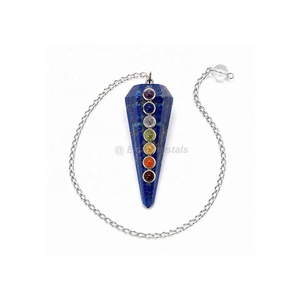 Péndulo de Lapislázuli de 7 Chakras al por Mayor, Péndulo de Cristal de Siete Chakras, Reiki Curativo, Exportación al por Mayor desde India - Product Image 1