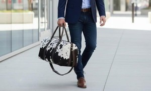 Bolsa de Viaje de Cuero Auténtico, Estilo Vintage, Gran Capacidad (36-55L), Correa Ajustable, Unisex, Cierre de Cremallera - Product Image 2