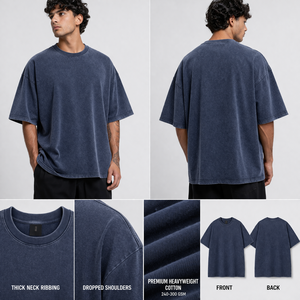 Camiseta Oversize de Algodón Lavado Vintage de 300 GSM con Logo Personalizado, Estilo Urbano, Corte Holgado, Venta al por Mayor, Fabricante OEM - Product Image 3