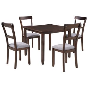 Set da Pranzo Industriale in Legno Espresso con 5 Pezzi: Tavolo da Cucina e 4 Sedie per Sala da Pranzo - Product Image 5