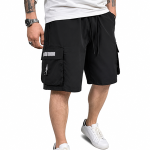 Cross-border Men's Summer Solid Woven Anti-Wrinkle Breathable Casual Five Quarter Loose Fit Cargo Shorts - Product Image 1