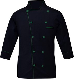 Handmade Embroidered Black Unisex Chef Coat Long Sleeve Polyester Culinary Jacket for Hotel and Home <b>Kitchen</b> Wear - Product Image 3