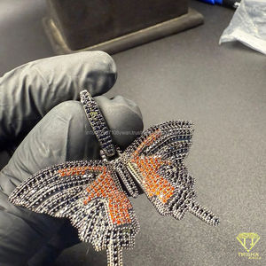 Colgante de Lujo con Diamantes VVS Cultivados en Laboratorio, Estilo Hip Hop, Plata de Ley 925, con Piedra Naranja, Regalo - Product Image 2