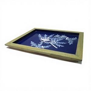 Plateau de service en bois de manguier émaillé coloré personnalisable, peint à la main, plateau décoratif pour le thé, pour la maison, la cuisine, la salle à manger - Product Image 1